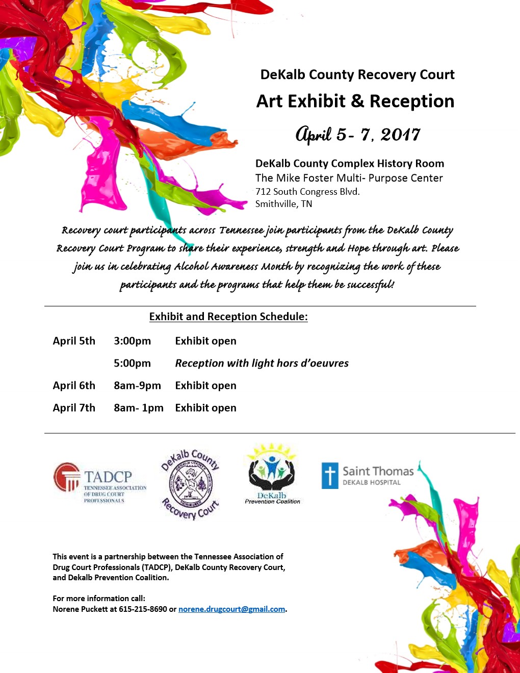 Dekalb County Recovery Art Exhibit Flyer